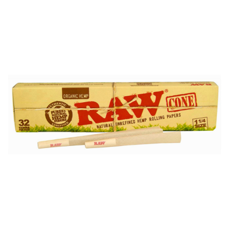 RAW Organic Hemp 1 1/4 cones - 32 stk.