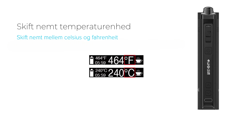 XMAX Starry 4 - Skift temperaturenhed